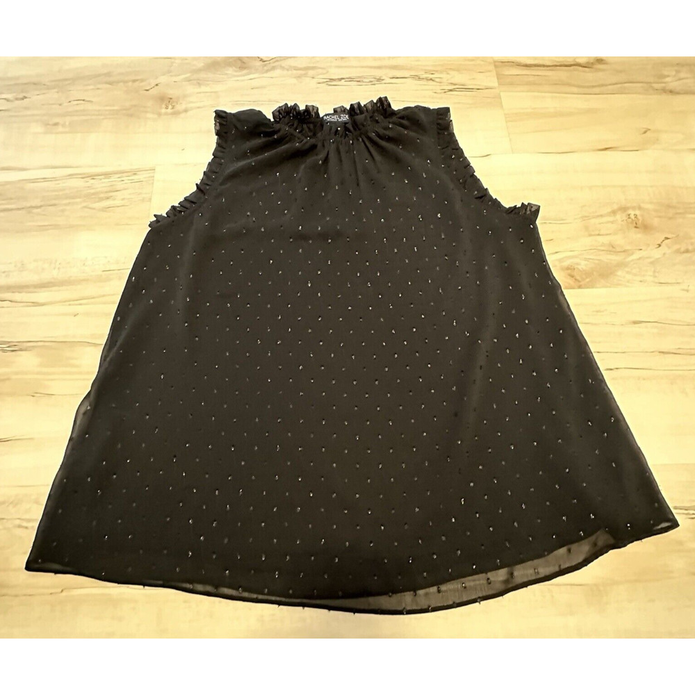 Rachel Zoe Women Medium Blouse Mock‎ Neck Sleeveless Black